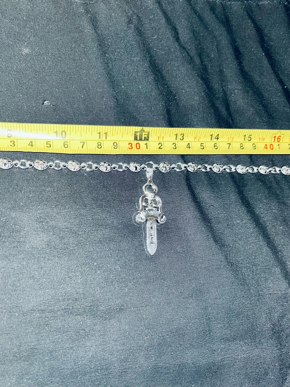 Chrome Hearts Silver Cross Ball Chain 24β + Dagger Pendant Toggle Clasp Closure - Picture 5 of 10